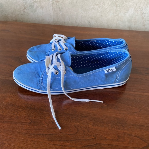 Very Cute Vans, says Sample on tag, blue sneakers size 7 polka dot interior - Picture 3 of 7